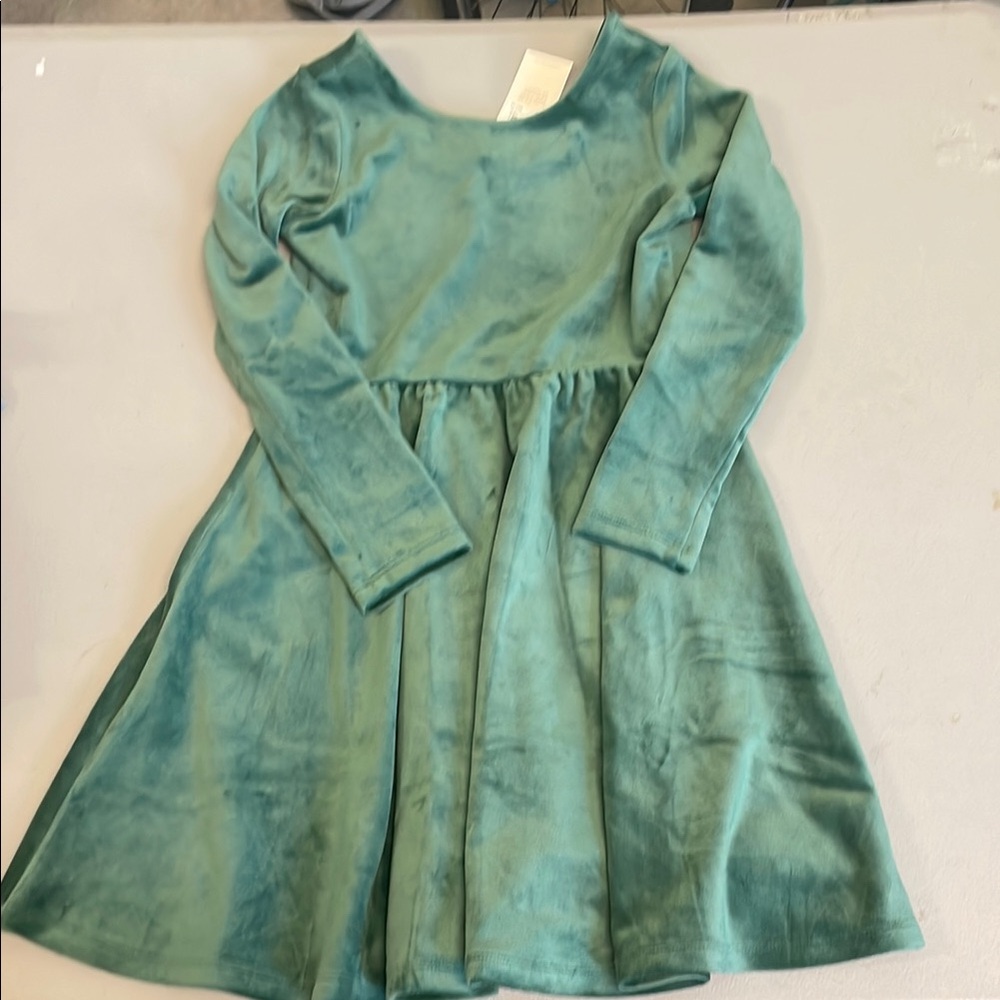 Tea Collection Green Velvet Kids Dress size 8
